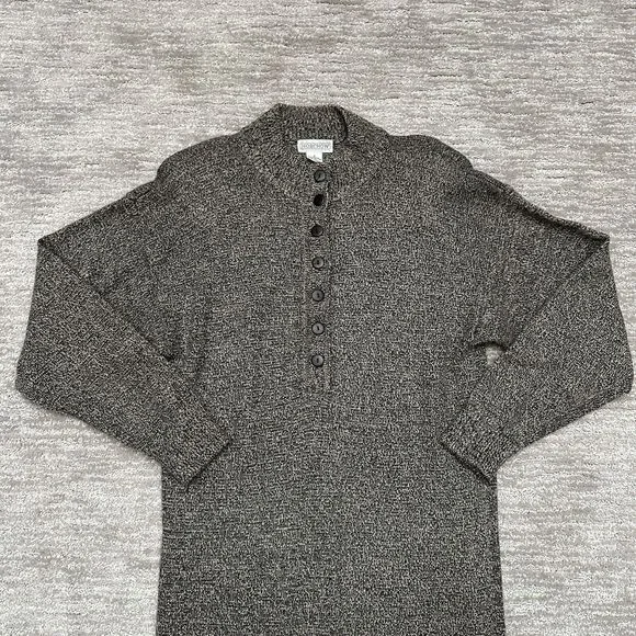 VTG Horchow Sweater Dress Womens 6 Brown Lambswool Blend Classic Long Sleeve - Picture 2 of 11